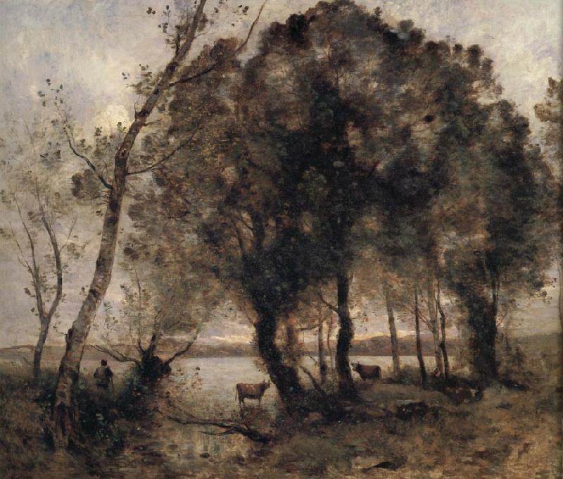 Jean Baptiste Camille  Corot The lake Sweden oil painting art